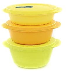 Tupperware Micro-Ondes Cryst alwave 800 ML Citron + 600ml Orange + 400 Jaune Micro Pop 17199