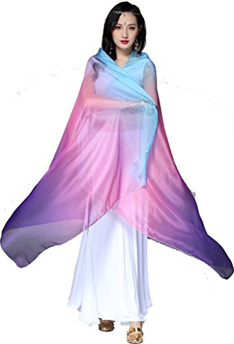 ZLTdream Damen farben bauchtanz schleier und schal 82.7 43.3inch rayon einheitsgröße lila-rose-blau