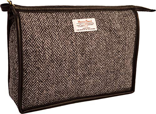 Vagabond Bags Ltd Harris Tweed Herringbone Large Holdall Kulturtasche, 26 cm, Schwarz (Black & White Tweed)