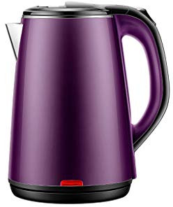 Bollitore Fast Boil Elettrico con Filtro Riutilizzabile Doppia Parete Isolante E Silicone Sigillato A Secco Protezione A Secco 1,8 Litri 1500w Viola E Acciaio Inossidabile
