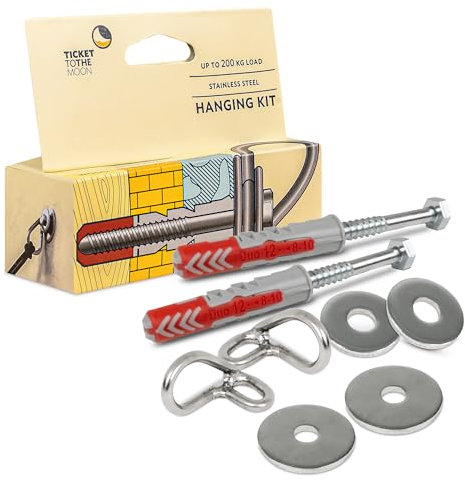 Ticket to the Moon Hammock Anker (1 Set von 2 Ankern mit Montageset für Holz- und Betonwände)