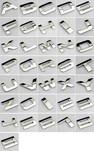 NEWLOPO Selbstklebende 3D-Metall-Buchstaben, Zahlen, Schilder, Emblem, Abzeichen, Aufkleber, Aufkleber (H) | Selbstklebende Metall-Buchstaben, Zahlen, wetter-, korrosions- und lichtbeständig, für Autotür, Salon und Geschäft