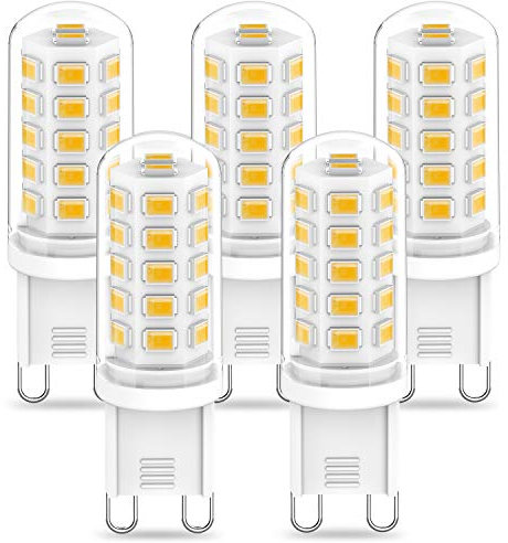 RuLEDne Ampoules G9 LED 3W Équivalent 33W 40W 50W G9 Halogène Lampe, Blanc Chaud 3000K, 320LM, 360 Degrés, Sans Scintillement, CRI 83+, AC/DC 220-240V, Non Dimmable, Paquet de 5