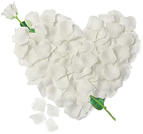 3000 Petali di Rosa in Seta Artificiale Bianchi per Decorazione Romantica, San Valentino, Anniversario Matrimonio e Fidanzamento