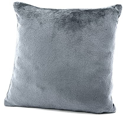 heimtexland ® Flanell Kuschel Kissen Super Soft Dekokissen Plüsch Typ380 Kissenhülle Grau 48x48 cm