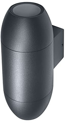 LEDVANCE LED Wandleuchte für 2x GU10 Leuchtmittel, Design Leuchte für Aussen in Kanonenoptik, für 2-seitige indirekte Beleuchtung, aus hochwertigem Aluminium in dunkelgrau, ENDURA CANNON Wall UpDown