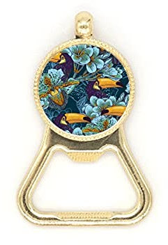 Flaschenöffner, Design: Orchidee, Vogel, quadratisch, durchgehendes Muster, aus Edelstahl