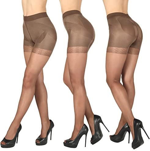BANANALU Bauch Bein Po Strumpfhose 20 Den figurformende Miederhose mit shaping Effekt Slim 20 Mocca S / 3er Set