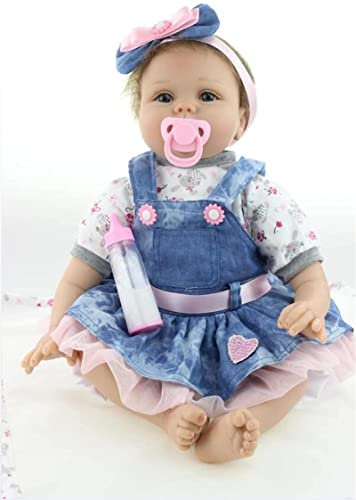 HOMONEY Reborn Babypuppen, 55Cm Realistische Babypuppen Neugeborene Mit Spielzeugzubehör Tolles Geschenkset Für Mädchenpuppen (Blaue Augen)