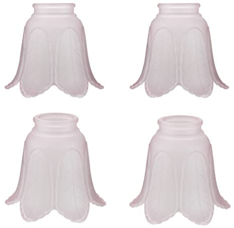 Aspen Creative 23102-4A Transitional Pink Rose Leaf Ceiling Fan Replacement Glass Shade, 2-1/8 Fitter, 4-1/4 Diameter x 4-1/4 Height, 4 Pack
