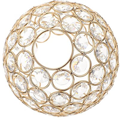 F Fityle Glänzende Ersatzabdeckung für Deckenleuchtenschirm, Strass-Lampenschirm, passender -Kristall-Lampenschirm für Tischlampe, Schlafzimmer, Gold