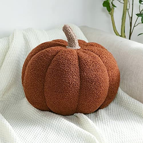 Kürbis Dekokissen, 3D Kürbis Zierkissen, Halloween Dekoration, Gefüllte Spielzeuge, Kürbis Sofa Kopfkissen für Home Decor Party Favors, Braun, 20CM