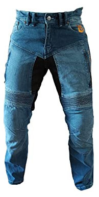 ORLETANOS Motorradhose Jeans blau Protektoren für Herren Kevlar® von Dupont™ Stretch, Größe: 36