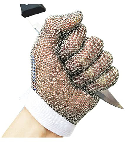 BCPPO Anti Cutting Gloves Stainless Steel Cut Resistant Gloves, Non-Slip Wear Resistant Metal Chain Gloves, Restaurant Kitchen Chef Gloves (Size : A pack of one/XXL)
