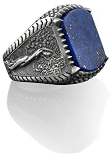 Bysilverstone Jewelry Herrenring „Baum Des Lebens“ Aus Lapislazuli, Yggdrasil-Ring Für Mütter Aus Sterlingsilber, Ring „Baumkunst“ Für Frauen, Herrenring Aus Lapislazuli, Geschenkring Für Herren Aus M