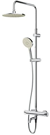 Hit F07TA500 - Sistema de ducha con termostato para bañera y ducha, efecto lluvia y ducha de mano, cromado