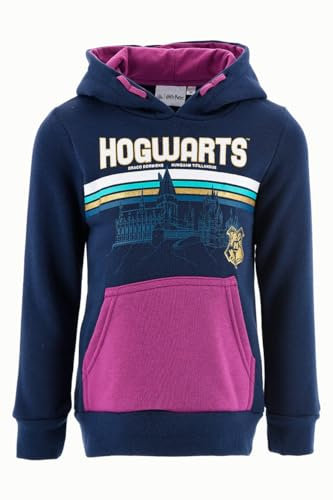 Harry Potter Sweatshirt, Hogwarts Design Pullover für Mädchen, Blau Weiches Textil Kapuzenpullover, Geschenk, Größe 8 Jahre