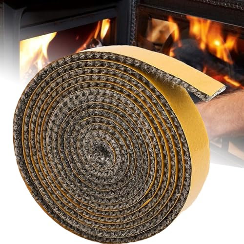 NVTRSD Ofenrohr Dichtung Dichtungsband Selbstklebend (3mm X 10mm X 2m), Dichtband Selbstklebend Ofendichtschnur, Kamin Dichtband Für Kaminofen, Ofenrohr, Kamintür, Schornsteinverlängerung