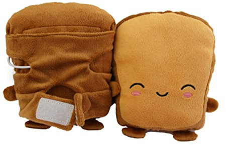 Happyyami USB Beheizbare Halbfinger Handschuhe Mit Toast-Muster Elektrische Warme Handschuhe Für Büro Junge Mädchen Und Erwachsene Cartoonartige Wiederverwendbare Handwärmer Mit USB-anschlus