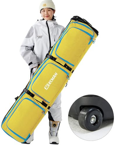 XCMAN Snowboard-Skisack mit Rädern, verstellbare gepolsterte Tasche für Air Traveling Länge 63-75In