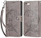 KENHONER Premium Leder Flip Klappbare Stoßfeste Magnetische [Standfunktion] [Kartenfächern] Schutzhülle Tasche für iPhone 6 / iPhone 6s - Grau Blumen