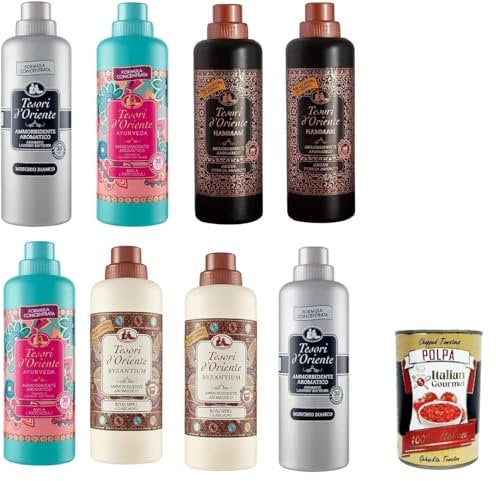 Tesori d'Oriente Ammorbidenti, Weichspüler, Fabric Softener Muschio Bianco Ayurveda Hammam Byzanthium 8 x 750 ml + Italian Gourmet Polpa 400 g