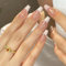 24pcs Medium Coffin False Nails - French White Tip Stick On Ballerina Press On Glue On Full Cover Removable Fake Nails - Women Girls Nail Art Accessories