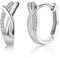 Silber 925 Creolen Kleine Ohrringe, Damen Sterling Silber Creolen Klobige Twist Eckig Creolen Kleine Knorpel Huggie Kreolen Glitz Creolen mit Stein Strass Zirkon Ohrringe Chunky Silber Damen Frauen