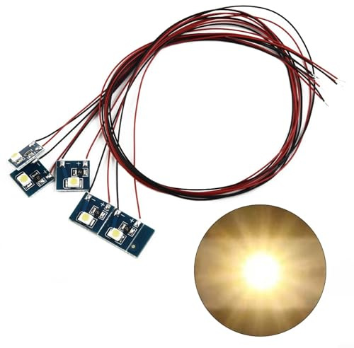 FUBESK Lot de 5 lumières LED 12 V pour modélisme ferroviaire Éclairage intérieur pour OO HO-Warm Light - Micro LED pré-câblées - Lumières LED pour modélisme (lumière chaude - 5 pièces)