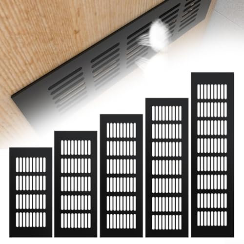 Cubierta de rejilla de ventilación de 60 mm, rectangular, de aluminio, para puerta, armario, radiador (60 x 300 mm)