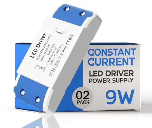2er-Pack LED-Transformator, 9 W, DC 25–34 V, LED-Treiber-Netzteil, AC 85–265 V, Konstantstrom-Niederspannungstransformatoren für LED-Lichtstreifen, G4 MR11 LED-Glühbirnen (9 Watts)