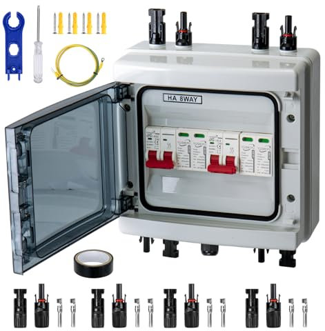 Überspannungsschutz PV DC Trennschalter Blitzschutz Leitungsschutzschalter 2 String 1000V DC 40A 20-40KA Generatoranschlusskasten IP65 Wasserdicht Solar Anschlusskasten für Photovoltaik (1000V)