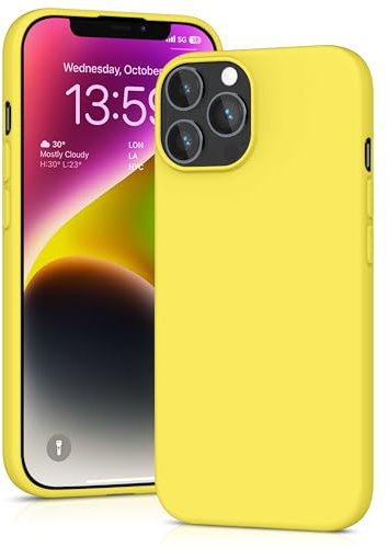 YATWIN Silicone Case for iPhone 13 Pro, Soft-Touch, Shockproof, DustProof, Antiskid Full Body Armour Phone Cover for Apple iPhone 13 Pro - Yellow