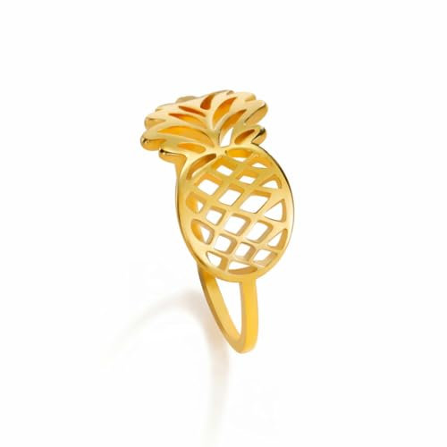 Caiduoduo Ananas Ring Edelstahl Ring Damenmode Niedliche Frucht Schmuck