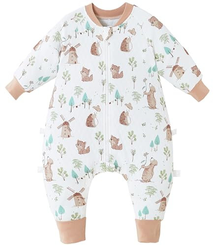 Chilsuessy Baby Schlafsack mit Füßen 1.5 Tog Kinder Ganzjahres Schlafsack Baumwolle Langarm Baby Schlafsack mit Beinen für Jungen und Mädchen, Märchenwelt, 110cm/Baby Höhe 115-130cm