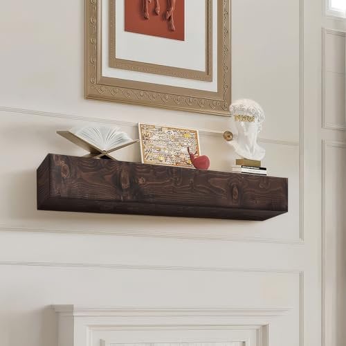 VEVOR Fireplace Mantel, 72 x 8 x 5, 50 lbs Weight Capacity, Natural Wood Mantel for Over Fireplace, Wall Mounted Floating Farmhouse Shelf, Handcrafted Fireplace Mantel for Wall Decor, Light Brown