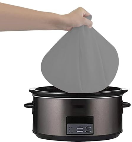 Revestimiento de silicona para olla de cocción lenta,4 piezas de inserción de olla de cocción lenta instantánea - Olla redonda ovalada de grado alimenticio a prueba de fugas fresca 6-7QT para divisor