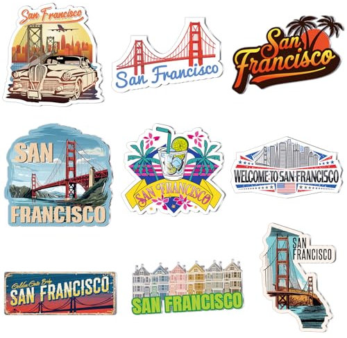 Tellegloww San Francisco Kühlschrankmagnet, magnetisch, Stadt-Kühlschrankaufkleber, Metall, San Francisco, Souvenir, Geschenke, Kühlschrankmagnete, Heimdekoration, Zubehör, 18 Stück