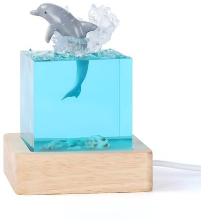 Xiyocadt Epoxidharz Ozean Lampe,Nachttischlampe Dimmbar Nachtlicht Epoxid Holz Base mit USB Stecker Beste Freundin Geschenke Geburtstag Geschenk Mann Geburtstag Geschenk Junge,K