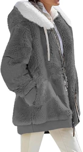 SCBFDI Manteau Femme Pas Cher Manteau Femme Cintré Manteau Femme Leger Manteau Long Femme Hiver Chaud Manteau Aviateur Femme 5 Xl Veste Femme Enceinte Doudoune Chauffante Femme Gris 3Xl