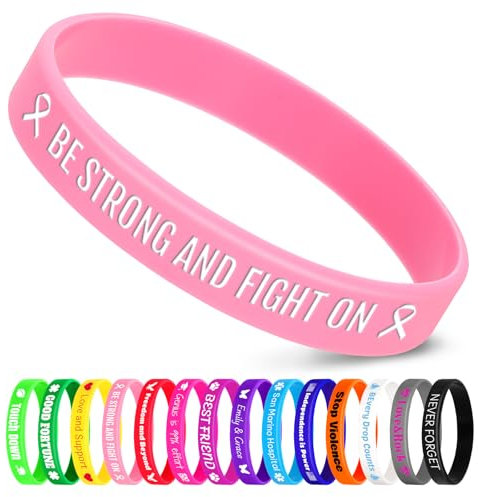 Jodimitty 10 Stück Personalisiertes Armband Silikon Armbänder Damen Herren, Custom Text & ICON, Bulk Armband für Event Festival Hochzeit Party Bewusstsein Motivation, 202x12mm (Rosa)