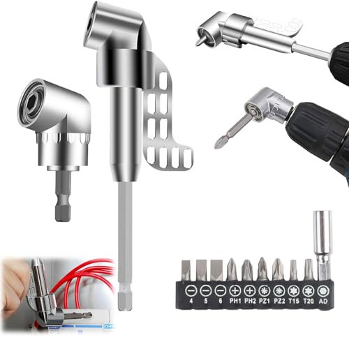 105° Winkelschrauber Vorsatz Adapter, Corner Tool Screw Hub With Multi-Function Bend Screwdriver Bit, 12stk Winkelbohraufsatz, 1/4-Zoll Sechskantschaft Winkelgetriebe (A)