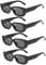 FSMILING 4 Pack Multipack Sunglasses - Mens & Womens Black Retro Square & Rectangle Sunglasses