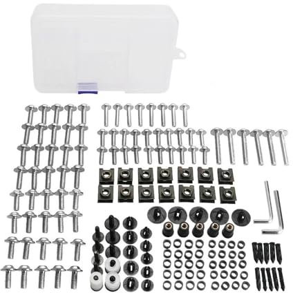 Fuicotto Karosserieschrauben Motorrad Verkleidung Bolzen Befestigungs Clips Schraube Mutter Kit M6 M5 Für Suzu&ki Für GSXR 600 750 1000 K1-K8(Silver)