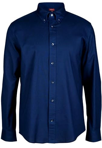 Vasego Regular Fit Long Sleeve Button Down Collar Oxford Shirt for Men | Comfortable and Breathable Light Stretch Casual Stylish Cotton Shirt for Everyday Wear Navy