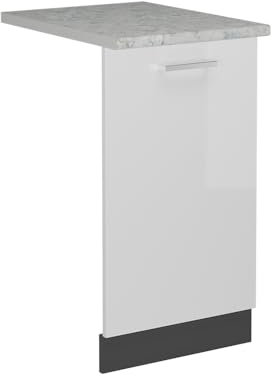 Vicco Tapa del lavavajillas R-Line, Blanco Alto Brillo, 45 cm, ET Mármol