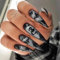 MouyouGlow Press on Nails Long,Stiletto Airbrushing Schwarz 3D Schmetterling Schlange Gothic Fake Nails with Nagelkleber,Black Gradient Butterfly Snake Künstliche Fingernails