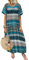 ZANZEA Maxi Dresses for Women Short Sleeve Crew Neck Floral Summer Casual Dresses A Line Loose Oversized Boho Dress with Pockets Floral Print Green XXL