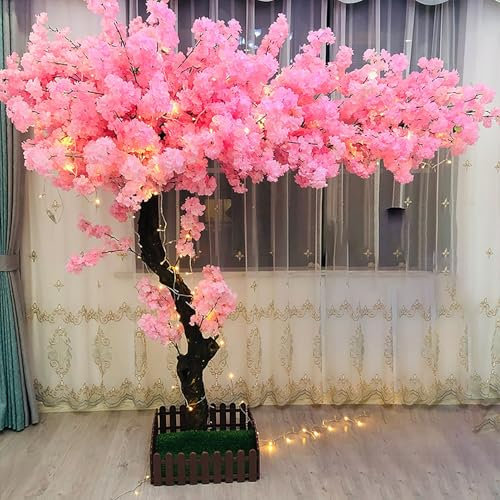 MFYDPP Künstlicher Kirschbaum, Simulation Rosa Kirschblütenbäume, DIY Cherry Blossom Bonsai Tree Mit Led -licht, Für Hochzeitsfeier Weihnachtsgarten(Size:2 * 2m,Color:Erweiterte Form)