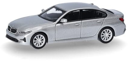 Herpa Modellauto BMW 3er Limousine (G20), glaciersilber, Miniatur im Maßstab 1:87, Sammlerstück, Made in Germany, Modell aus Kunststoff, Silber
